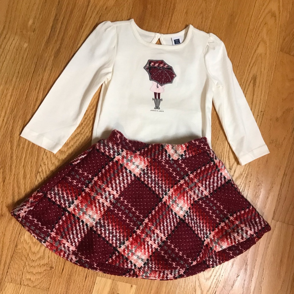 NWT Janie and Jack Umbrella Girl Top and Skirt